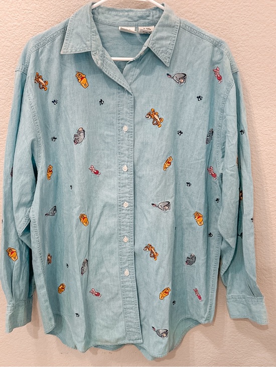 Disney Tops - Vintage Disney Denim 100% Cotton Button Down Shirt XLarge Winnie The Pooh Womens